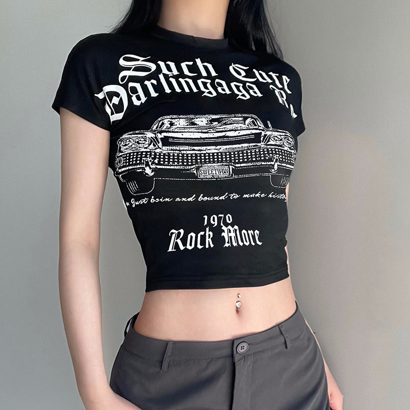 Vintage Print Short Sleeve Tee - fairypeony