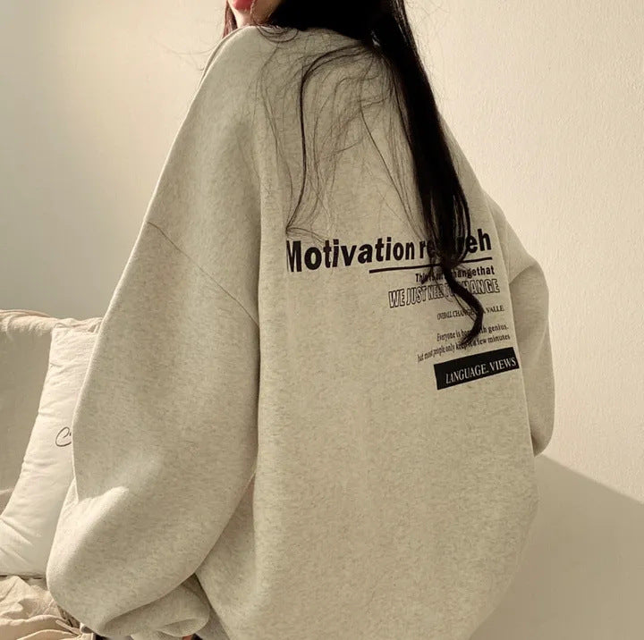 Letter Print Pullover Oversized Sweatshirt - fairypeony