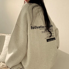 Letter Print Pullover Oversized Sweatshirt - fairypeony