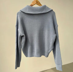 Solid Color Oversized Zip Up Cardigan