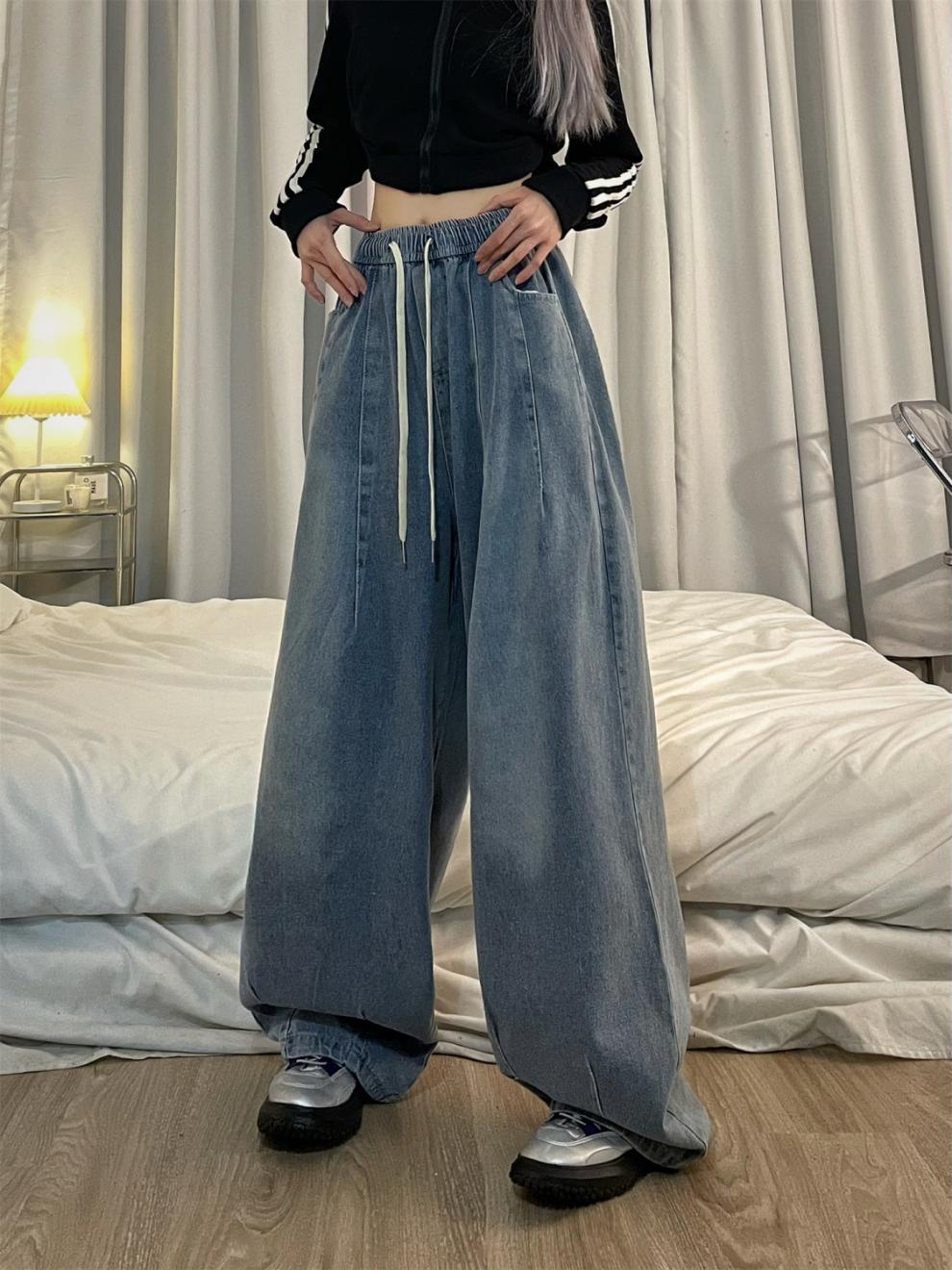 Loose Simple Style Baggy Boyfriend Jeans - fairypeony