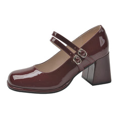 Vintage French Mary Jane Chunky Heel Shoes