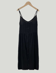 V-neck Single breasted Hollow Lace Midi Sling Dress