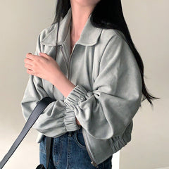 Vintage Lapel Zip Up Jacket