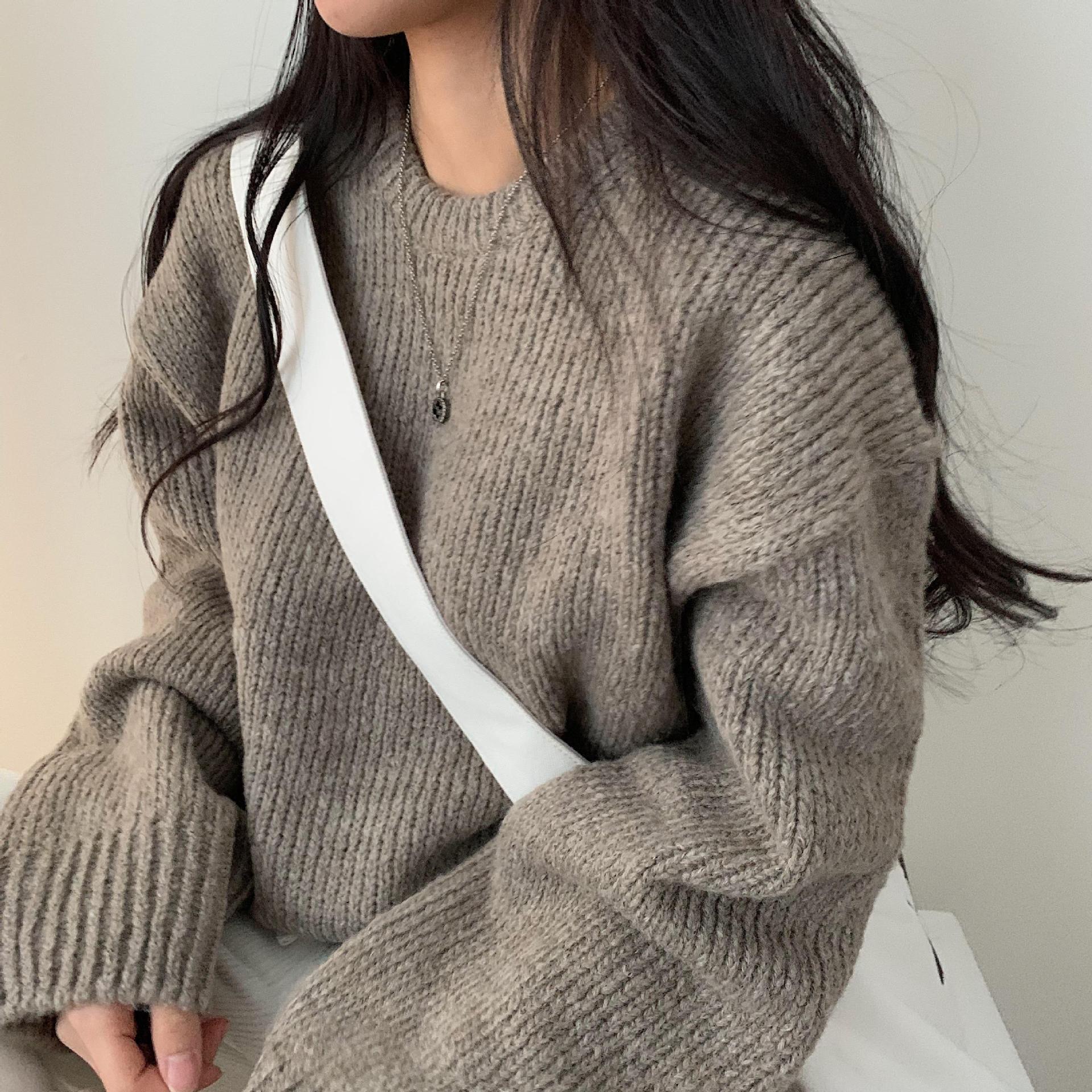 Dark Academia Round Neck Pullover Sweater - fairypeony