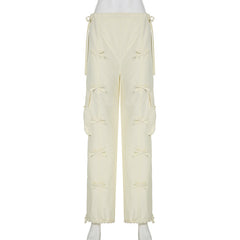 Vintage Bow Patchwork Cargo Pants