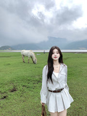 Long-sleeved striped shirt dress - fairypeony