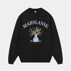 Cotton crew neck sweatshirt in black