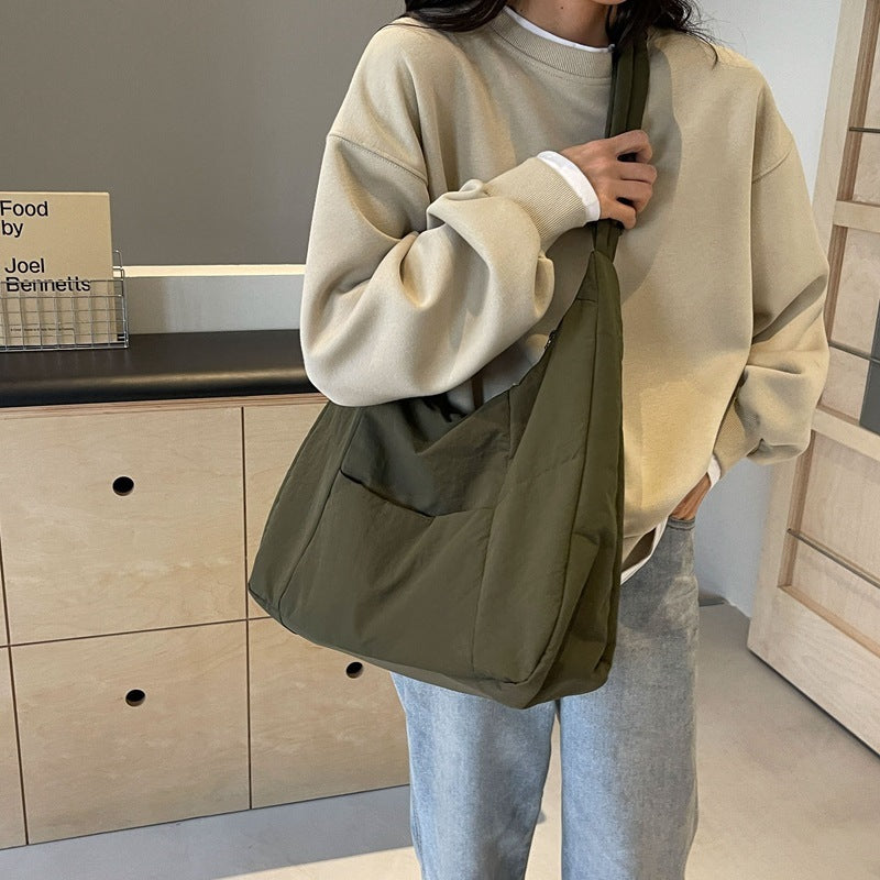 Solid Color Padded Casual Shoulder Bag - fairypeony