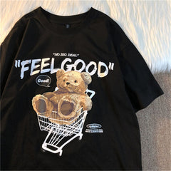 Aesthetic Cute Bear Print Oversized T-shirt