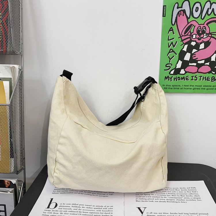 Washed Large Canvas Crossbody Bag - fairypeony