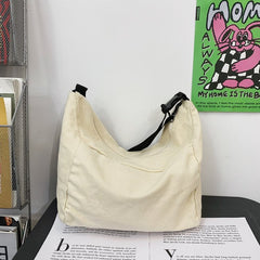 Washed Large Canvas Crossbody Bag - fairypeony