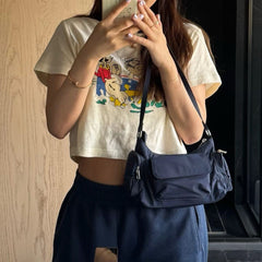 Casual solid-color shoulder bag