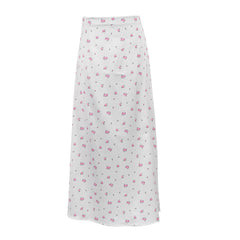 Aesthetic Floral Print Satin Skirt