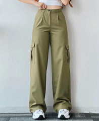 Street Style Straight Leg Cargo Pants - fairypeony
