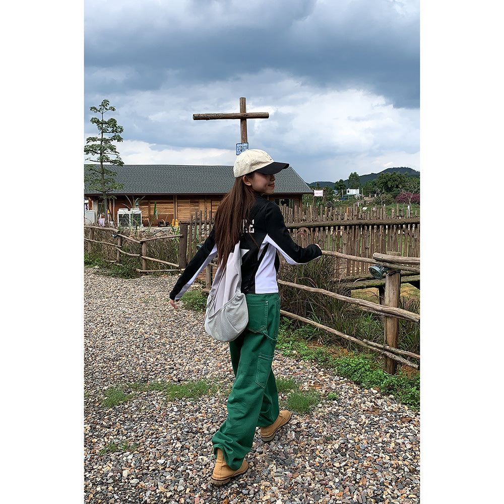 Pocket Green Straight Leg Cargo Jeans - fairypeony