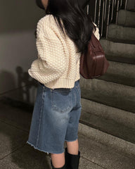 Vintage Textured Knitted Long Sleeve Cardigan