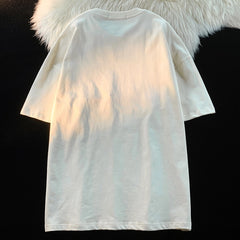 Letter Embroidery Oversized Short Sleeve Tee