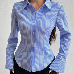 Vintage Striped Flare long sleeve Blouse