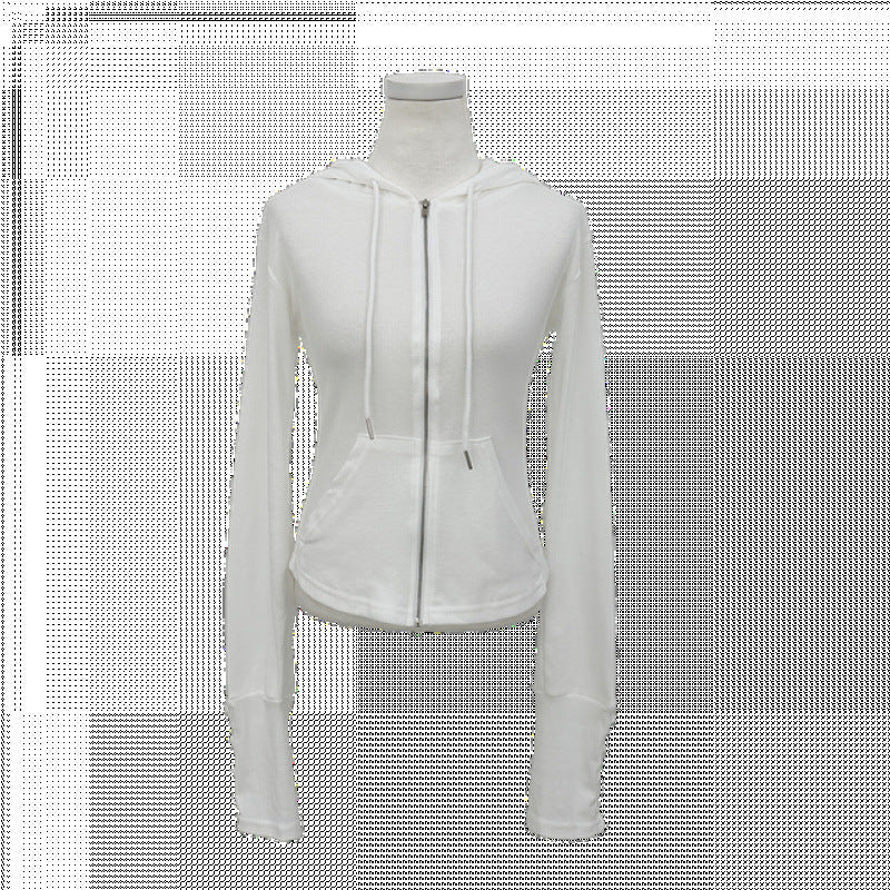 Butterfly sleeve hooded knit sweater in White, product view