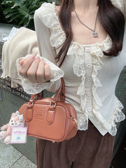 Fairy Patchwork Ruffled Lace Long Sleeve Tee
