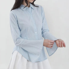 Vintage Striped Flare long sleeve Blouse