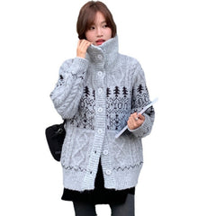 Twist Weave Thick Thermal Knitting Cardigan