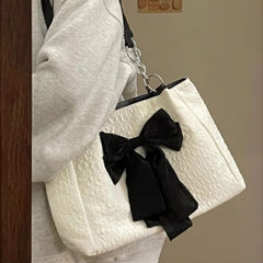 Aesthetic Bow Large Capacity Canvas Shoulder Bag