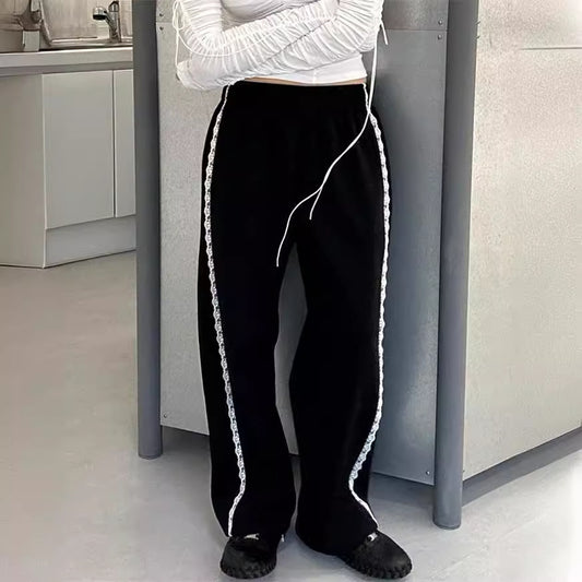 Aesthetic Lace Detail Baggy Sweatpants