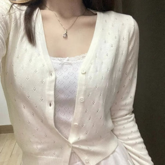 Aesthetic V Neck Knit Cardigan