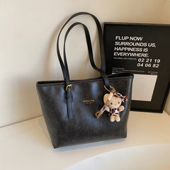 Aesthetic Large Capacity Pu Leather Tote Bag - fairypeony
