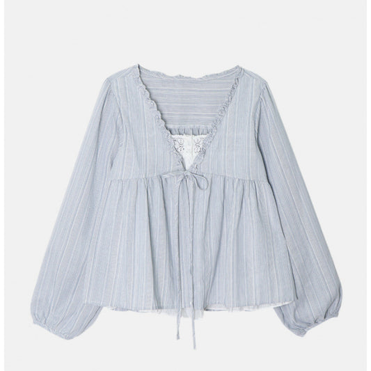 Womens Long Sleeve Striped Blouse - fairypeony