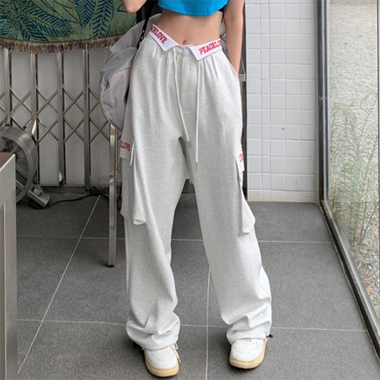 Alphabet Turned Waist Sweatpants - fairypeony