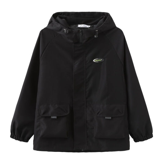 American-Style Hooded Windbreaker Jacket – Chenille Padded Vintage Streetwear Coat