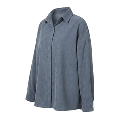 Vintage Rib Long Sleeve Loose Blouse