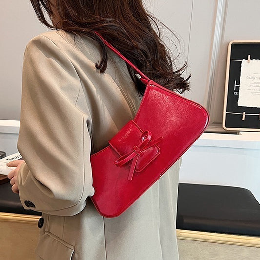 Bow Knot Pu Leather Y2K Shoulder Bag