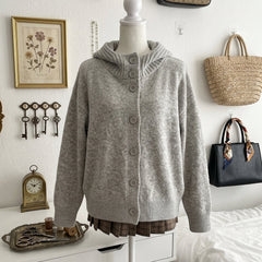 Buttoned Hooded Cardigan Sweater