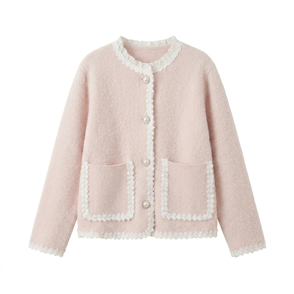 Aesthetic Lace Trim Cardigan - fairypeony
