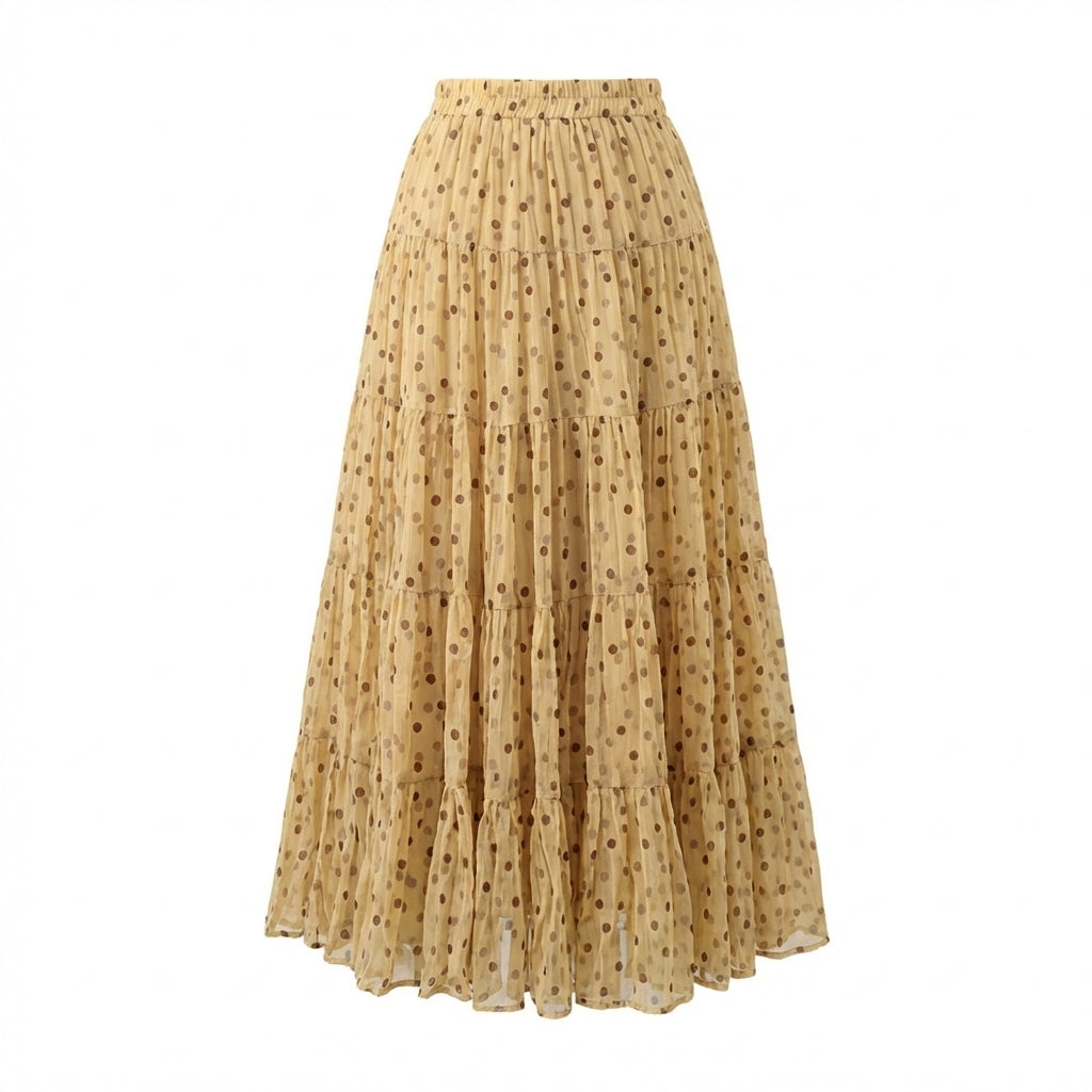 Beige polka dot skirt on a white background