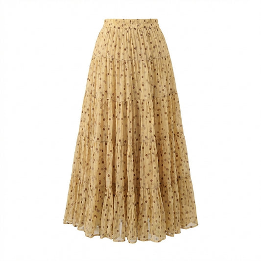 Beige polka dot skirt on a white background