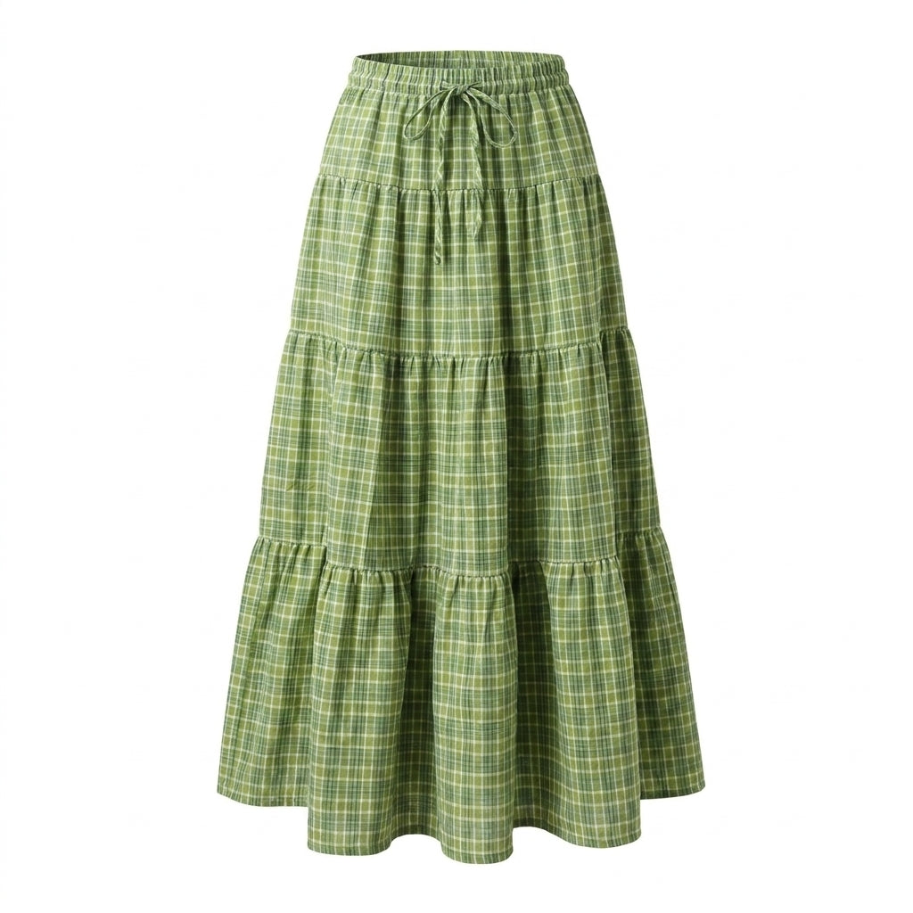 Green plaid skirt on a white background