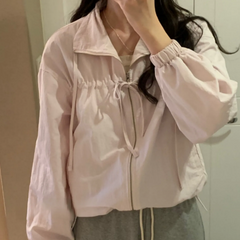 Closed Ribbon Two-Way Windbreaker Jacket - fairypeony