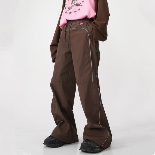 Contrast Piping Baggy Sweatpants - fairypeony