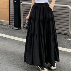 Coquette Solid Color Umbrella Maxi Skirt