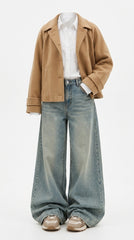 OOTD: Korean Style Wool-Blend Cardigan + High-Waist Wide-Leg Jeans