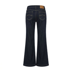 2000s Dark Navy Low-Waist Wide-Leg Flared Jeans – Raw Denim XS–XL Standard