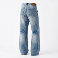 2000s American Retro Light Blue Flared Jeans – High Waist Wide-Leg, S–5XL