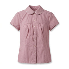 2000s Babydoll Striped Short-Sleeve Shirt – Peter Pan Collar, One Size