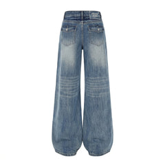 Washed Flared Denim Pants – High-Waist Vintage Wide-Leg Jeans S–4XL