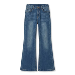 2000s Retro Blue High-Waist Flared Stretch Jeans XS–4XL